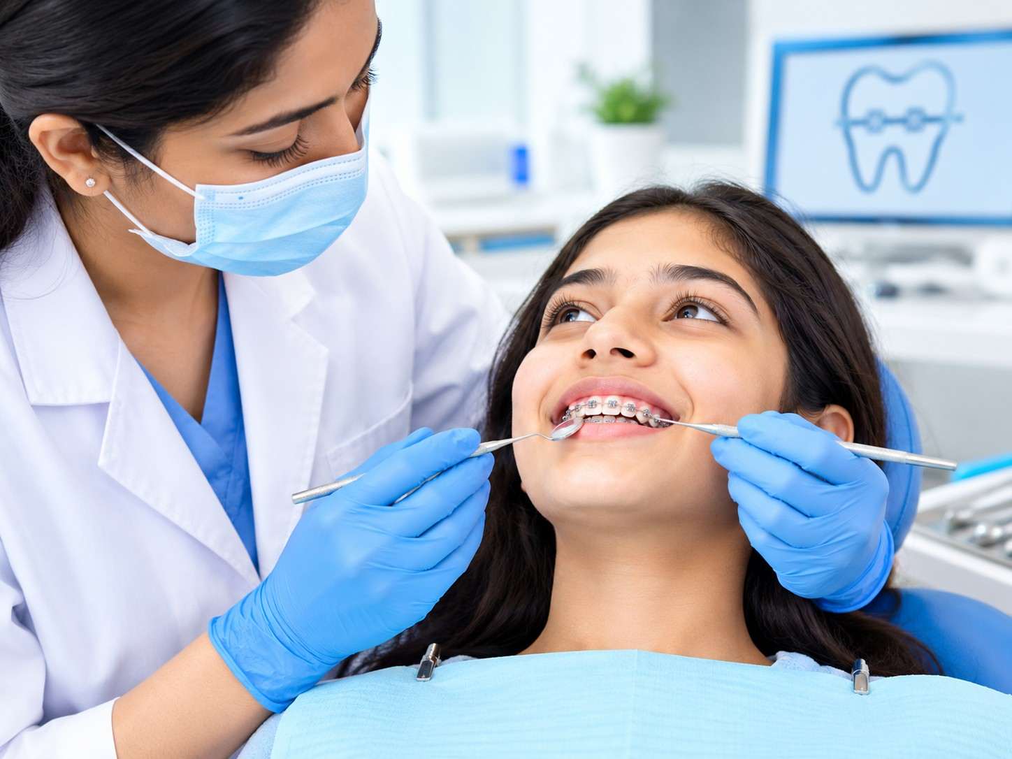 Dental professional discussing orthodontic treatment with a patient